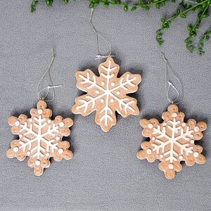 Christmas Gingerbread Snowflakes Faux Cookies Decor‎ 3 Pc Peppermint Candy Land